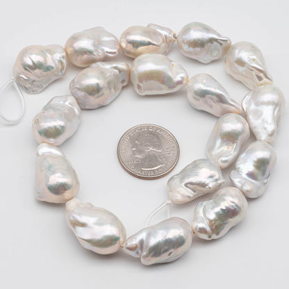 14-18mm Baroque Pearl Nucleated with Very Nice Luster and Smooth Skin, Large Size Fireball Pearl in Full Strand, SKU# 1116BA