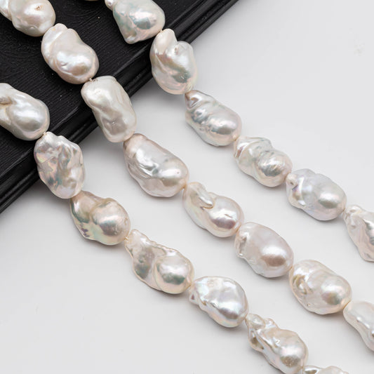 14-18mm Baroque Pearl Nucleated with Very Nice Luster and Smooth Skin, Large Size Fireball Pearl in Full Strand, SKU# 1116BA