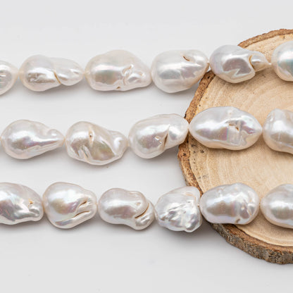 Large White Baroque Freshwater Pearls with High Luster and Nice Shape, Full Strand Pearl Beads for Making Jewelry 14-18mm, SKU# 1117BA
