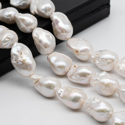 Large White Baroque Freshwater Pearls with High Luster and Nice Shape, Full Strand Pearl Beads for Making Jewelry 14-18mm, SKU# 1117BA