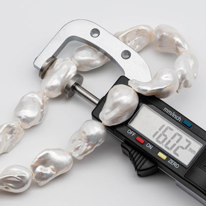 White Large Baroque Pearl with Beautiful Luster, Smooth Surface in Full Strand Flameball Pearl Beads for Jewelry Making 14-18mm, SKU# 1118BA