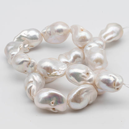 Large White Baroque Freshwater Pearls with High Luster and Nice Shape, Full Strand Pearl Beads for Making Jewelry 14-18mm, SKU# 1117BA