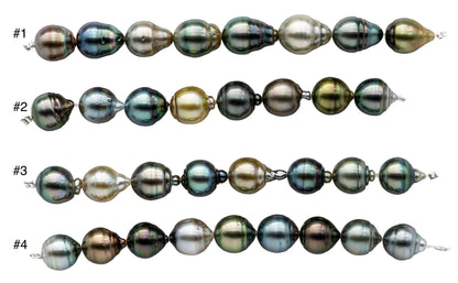 Multicolor Tahitian Pearl Near Round or Tear Drops with Blemishes and Extremely Nice Luster, Natural Color Pearl Beads, 10-11mm SKU#1106TH