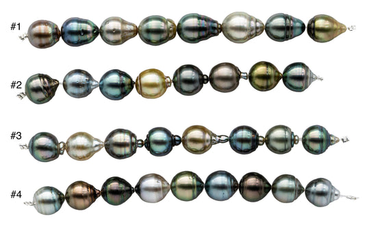 Multicolor Tahitian Pearl Near Round or Tear Drops with Blemishes and Extremely Nice Luster, Natural Color Pearl Beads, 10-11mm SKU#1106TH