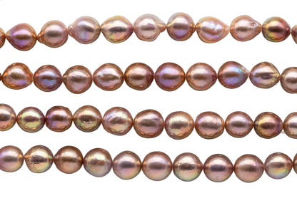 10-13mm Edison Pearls Lavender Near Round or Drops with Extremely Nice Luster, Natural Freshwater Pearl Bead Color, Full Strand, SKU# 1111ED