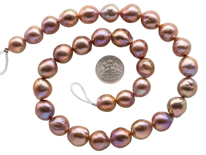 10-13mm Edison Pearls Lavender Near Round or Drops with Extremely Nice Luster, Natural Freshwater Pearl Bead Color, Full Strand, SKU# 1111ED