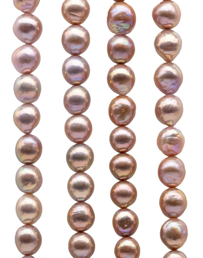 Edison Pearl Pink Near Round or Drop with Very Nice Luster, Freshwater Pearl Bead Full Strand for Jewelry Making, 10-13mm, SKU# 1112ED