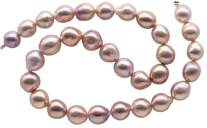 Edison Pearl Pink Near Round or Drop with Very Nice Luster, Freshwater Pearl Bead Full Strand for Jewelry Making, 10-13mm, SKU# 1112ED