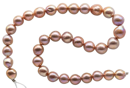 Edison Pearl Pink Near Round or Drop with Very Nice Luster, Freshwater Pearl Bead Full Strand for Jewelry Making, 10-13mm, SKU# 1112ED