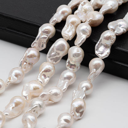 Small Baroque Pearl Beads in White Freshwater Pearls with High Luster and Genuine Pearl, Rare Finding in 10-12mm in Full Strand, SKU# 1113BA