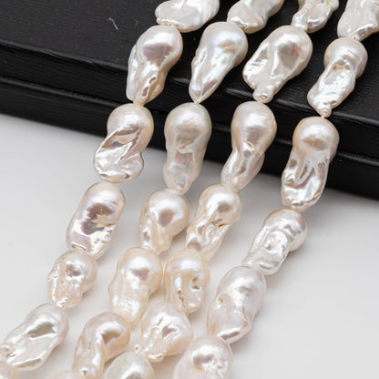 10-12mm Baroque Pearl Small Size Elongate Flameball Pearl Beads with Beautiful Luster, Difficult to Find Pieces, Full Strand, SKU# 1114BA
