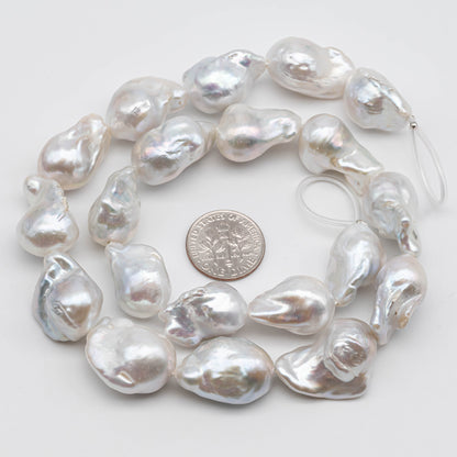 13-15mm White Baroque Pearl with Nice Luster Fireball Pearl Beads in Full Strand for Making Jewelry, SKU# 1115BA