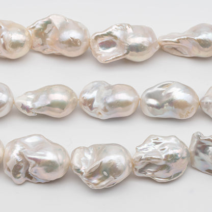 14-18mm Baroque Pearl Nucleated with Very Nice Luster and Smooth Skin, Large Size Fireball Pearl in Full Strand, SKU# 1116BA