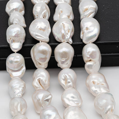 Large White Baroque Freshwater Pearls with High Luster and Nice Shape, Full Strand Pearl Beads for Making Jewelry 14-18mm, SKU# 1117BA