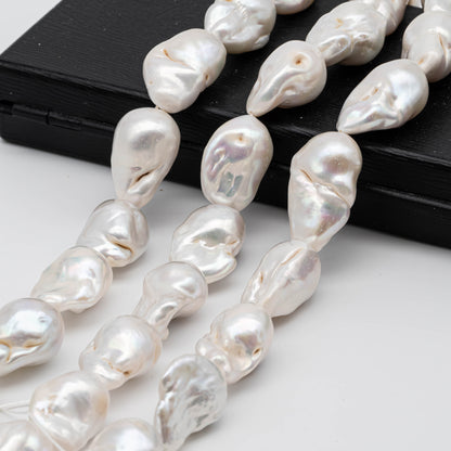 Large White Baroque Freshwater Pearls with High Luster and Nice Shape, Full Strand Pearl Beads for Making Jewelry 14-18mm, SKU# 1117BA