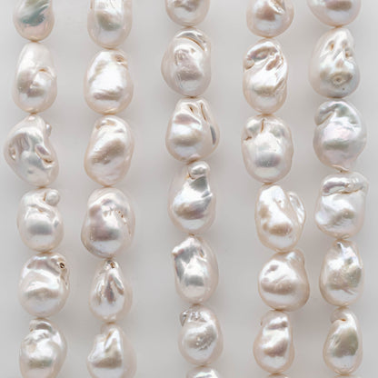 Large White Baroque Freshwater Pearls with High Luster and Nice Shape, Full Strand Pearl Beads for Making Jewelry 14-18mm, SKU# 1117BA