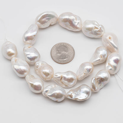 Large White Baroque Freshwater Pearls with High Luster and Nice Shape, Full Strand Pearl Beads for Making Jewelry 14-18mm, SKU# 1117BA