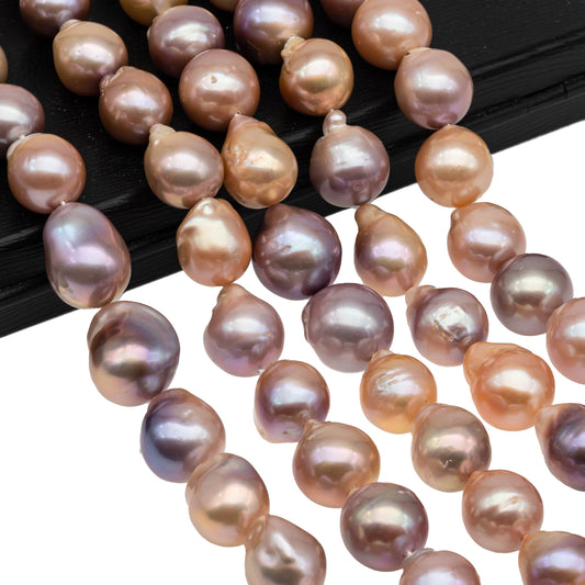 Natural Color Baroque Pearl in Multi-Color Freshwater Pearl Beads, Large Size with Nice Luster, Full Strand, 13-18mm, SKU# 1120BA