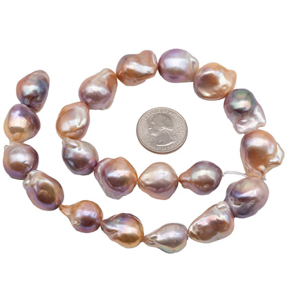 Multi-Color Baroque Pearl in Natural Color Freshwater Pearl Fireball Beads Large Size and High Luster in Full Strand, 13-17mm, SKU# 1119BA