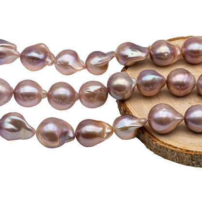 Pink Baroque Pearl in Natural Color Freshwater Pearl Flameball Beads, High Luster and Large Size in Full Strand, 13-17mm, SKU# 1121BA
