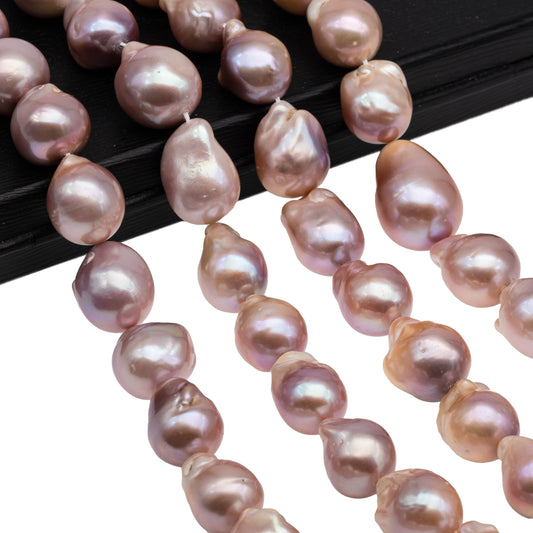 Pink Baroque Pearl in Natural Color Freshwater Pearl Flameball Beads, High Luster and Large Size in Full Strand, 13-17mm, SKU# 1121BA