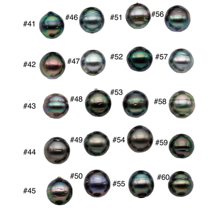 Single Loose Near Round Tahitian Pearl Undrilled Peacock Black Pearl with High Luster For Jewelry Making and No Hole, 11-11.5mm,  # 1122TH