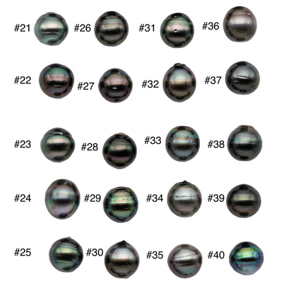 Single Near Round Black Tahitian Pearl Loose Piece Peacock Undrilled Pearl For Making Pendant or Necklace in 11-11.5mm, SKU # 1123TH