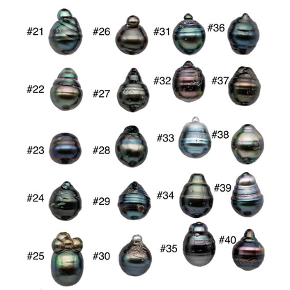 Single Teardrop Black Tahitian Pearl Natural Peacock Color in Loose Undrilled with High Luster For Jewelry Making 11-11.5mm, SKU # 1125TH