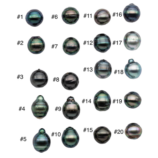 One Piece Tahitian Pearl Drops with Natural Color in Single Loose Undrilled Black Pearl with High Luster and No Hole 11-11.5mm, SKU # 1127TH