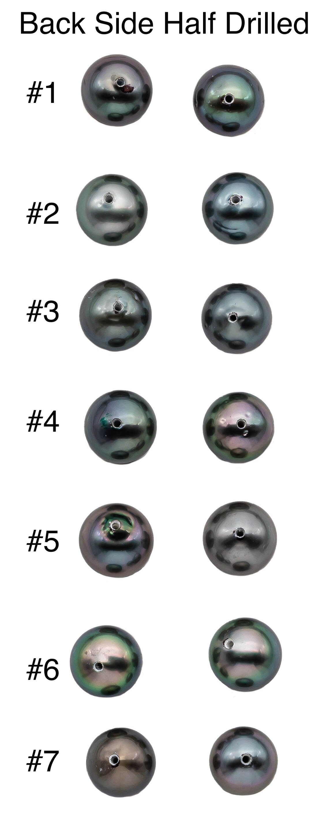 Half Drilled Tahitian Pearl Pair, AAA Loose Round with High Luster for Making Earring Studs, 9mm, SKU# 1022TH