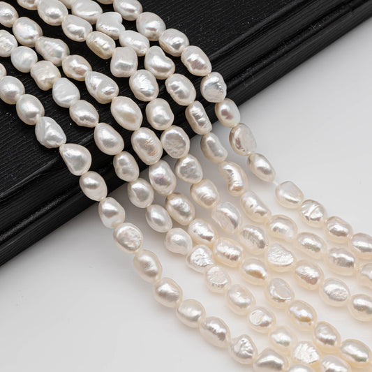 White Nugget Freshwater Pearl Beads Rice Shape with High Luster 6mm Strand for Jewelry Making, SKU # 1132FW