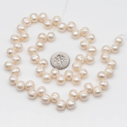 Top Drilled Freshwater Pearl Bead Full Strand White Color in 8x9mm for Jewelry Making, SKU # 1133FW