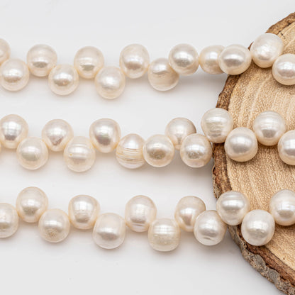 Top Drilled Freshwater Pearl Bead Full Strand White Color in 8x9mm for Jewelry Making, SKU # 1133FW