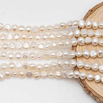 5-6mm White Nugget Freshwater Pearl Beads with Nice Luster Full Strand for Jewelry Making, SKU # 1136FW