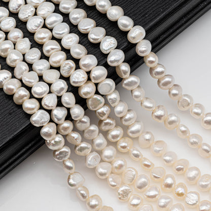 5-6mm White Nugget Freshwater Pearl Beads with Nice Luster Full Strand for Jewelry Making, SKU # 1136FW