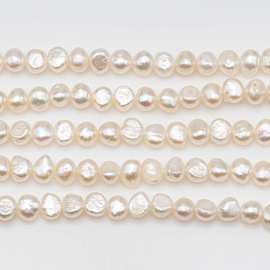 5-6mm White Nugget Freshwater Pearl Beads with Nice Luster Full Strand for Jewelry Making, SKU # 1136FW