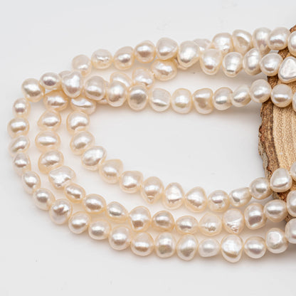 6-7mm Freshwater Pearl Nugget White Bead with Extremely Nice Luster in Full Strand for Making Jewelry, SKU # 1141FW