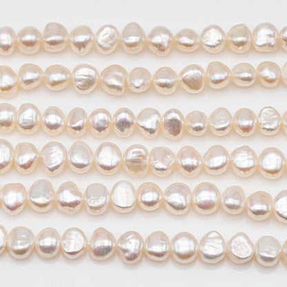 6-7mm Freshwater Pearl Nugget White Bead with Extremely Nice Luster in Full Strand for Making Jewelry, SKU # 1141FW