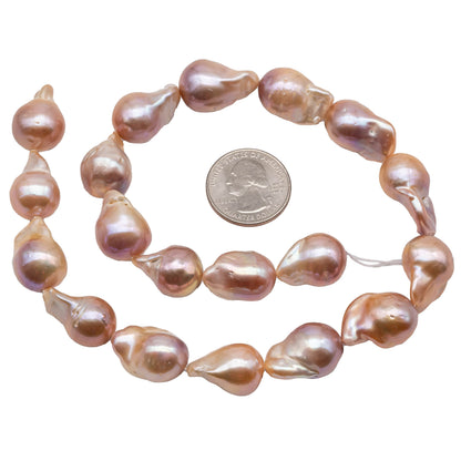 Multi-Color Baroque Pearl in Natural Color Freshwater Pearl Fireball Beads Large Size and High Luster in Full Strand, 13-17mm, SKU# 1119BA