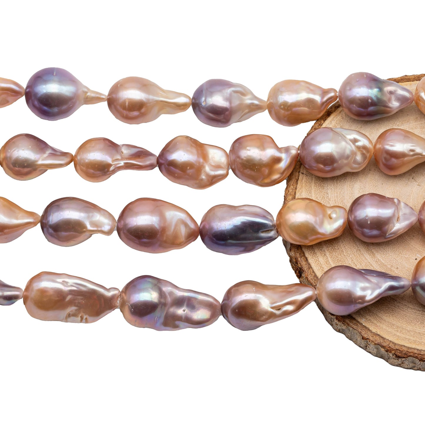 Multi-Color Baroque Pearl in Natural Color Freshwater Pearl Fireball Beads Large Size and High Luster in Full Strand, 13-17mm, SKU# 1119BA