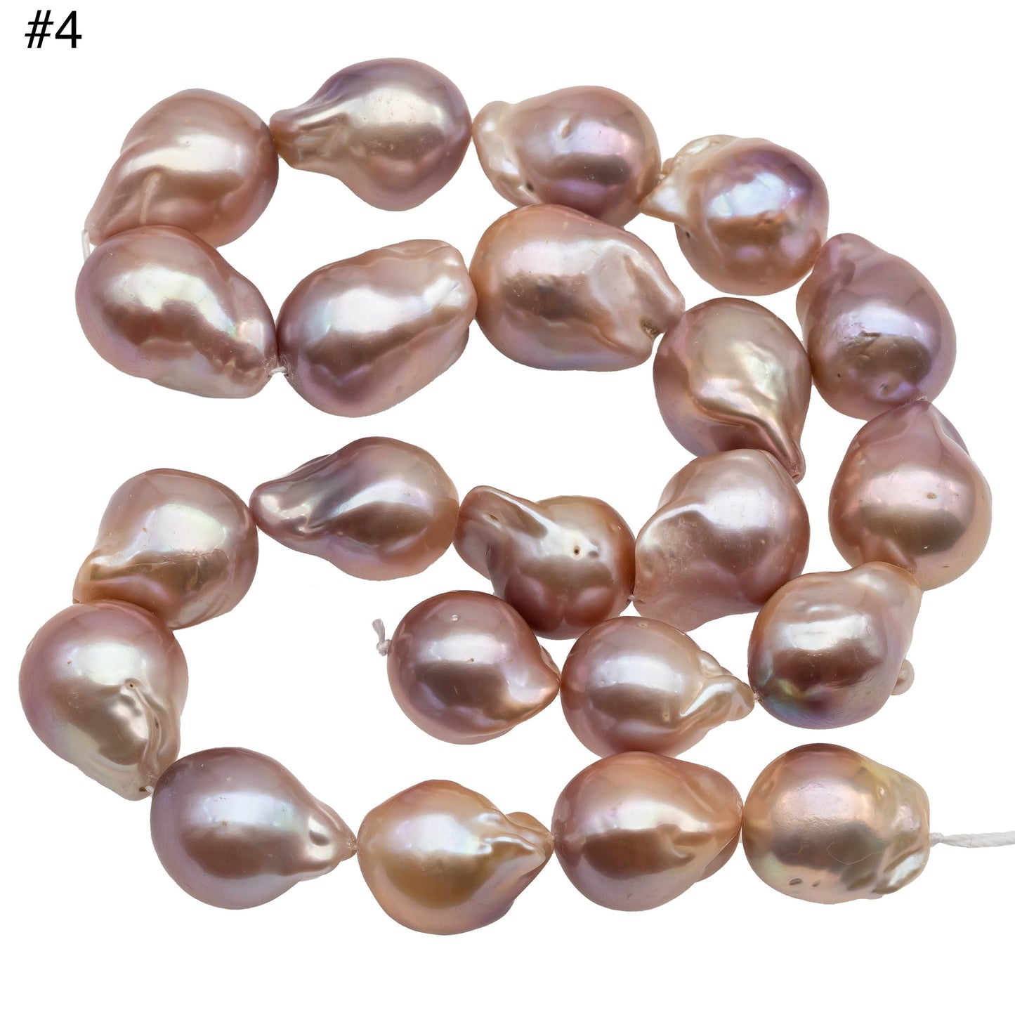 Pink Baroque Pearl in Natural Color Freshwater Pearl Flameball Beads, High Luster and Large Size in Full Strand, 13-17mm, SKU# 1121BA