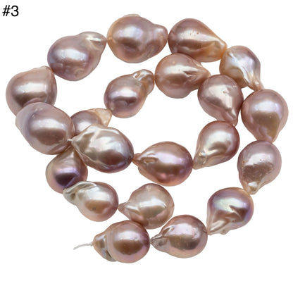 Pink Baroque Pearl in Natural Color Freshwater Pearl Flameball Beads, High Luster and Large Size in Full Strand, 13-17mm, SKU# 1121BA