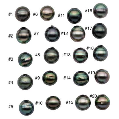 Single Loose Near Round Tahitian Pearl Undrilled Peacock Black Pearl with High Luster For Jewelry Making and No Hole, 11-11.5mm,  # 1122TH