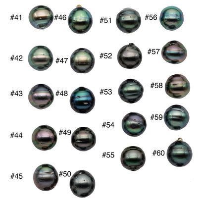 Single Near Round Black Tahitian Pearl Loose Piece Peacock Undrilled Pearl For Making Pendant or Necklace in 11-11.5mm, SKU # 1123TH