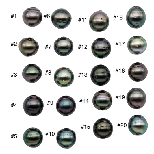 Single Near Round Black Tahitian Pearl Loose Piece Peacock Undrilled Pearl For Making Pendant or Necklace in 11-11.5mm, SKU # 1123TH