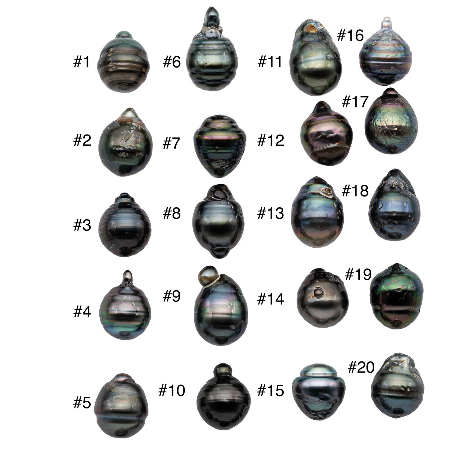 Single Teardrop Black Tahitian Pearl Natural Peacock Color in Loose Undrilled with High Luster For Jewelry Making 11-11.5mm, SKU # 1125TH