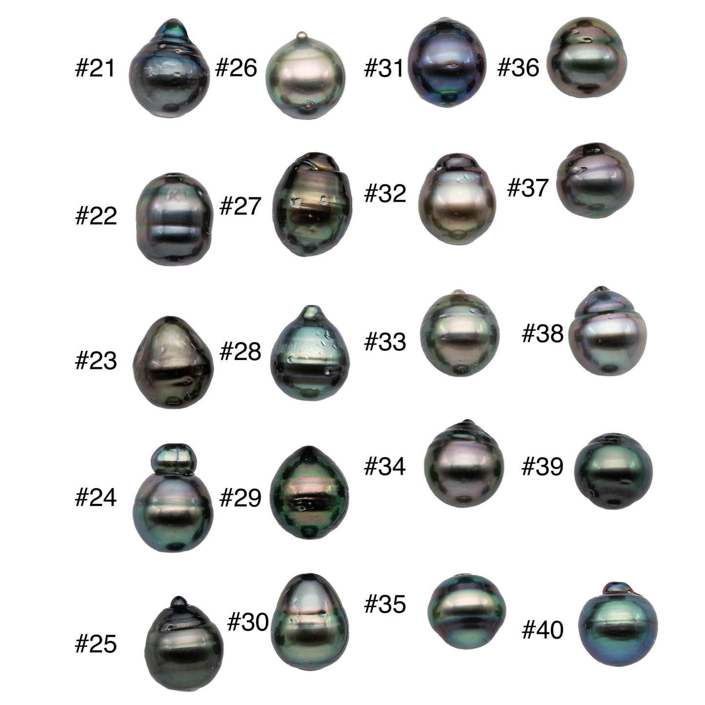 One Piece Tahitian Pearl Drops with Natural Color in Single Loose Undrilled Black Pearl with High Luster and No Hole 11-11.5mm, SKU # 1127TH