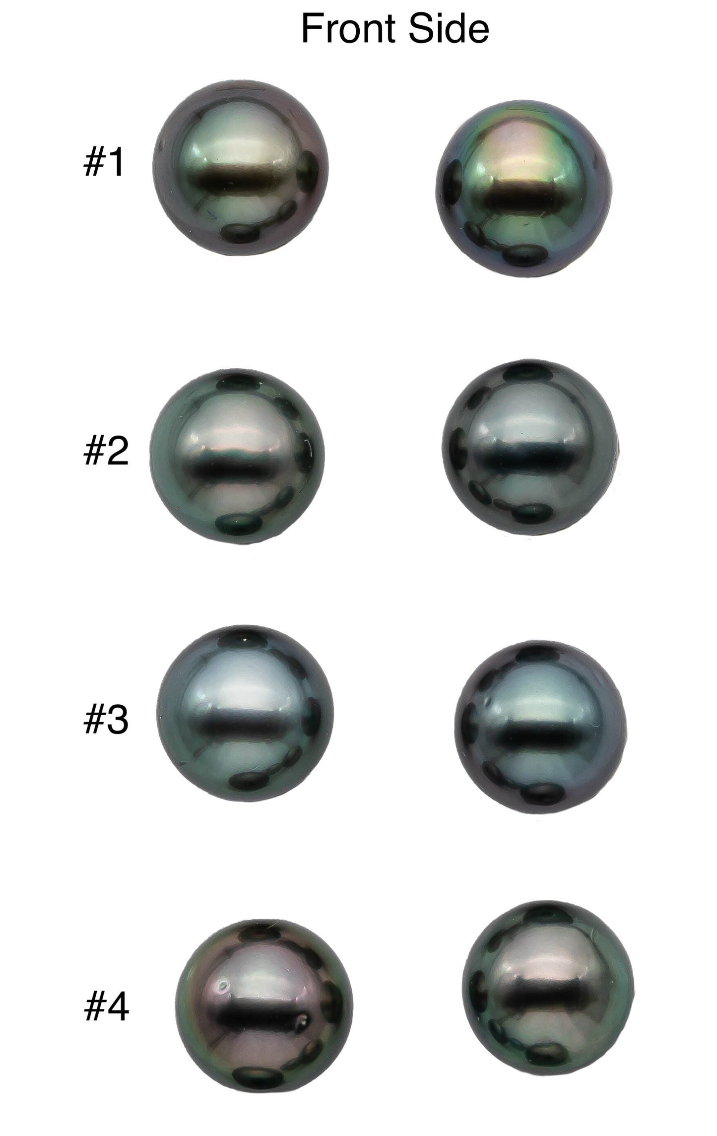 Half Drilled Tahitian Pearl Pair, AAA Loose Round with High Luster for Making Earring Studs, 9mm, SKU# 1022TH