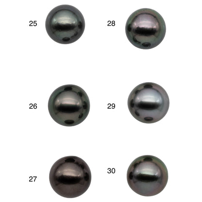 Round Tahitian Pearl Loose Single Piece Natural Color with Extremely Nice Luster, Front Side Very Smooth and Clean, 9-10mm, SKU#1089TH