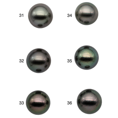 Round Tahitian Pearl Loose Single Piece Natural Color with Extremely Nice Luster, Front Side Very Smooth and Clean, 9-10mm, SKU#1089TH